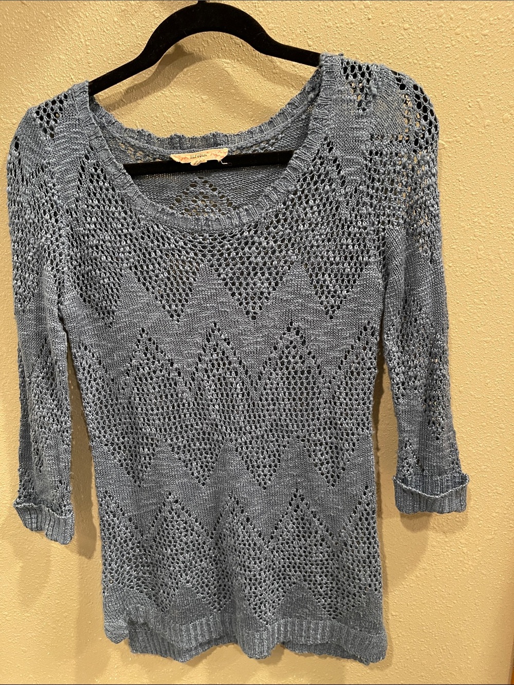 Pink Republic Light Blue Open-Weave Chevron Sweater
